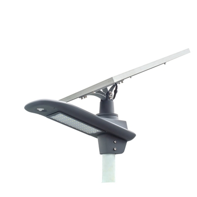 130-150LM / W ลูเมนสูง 60W DC 11.1V แบตเตอรี่สมาร์ทพลังงานแสงอาทิตย์ LED ไฟถนนสีเทาอ่อนที่อยู่อาศัยพร้อมรับประกัน 3 ปี