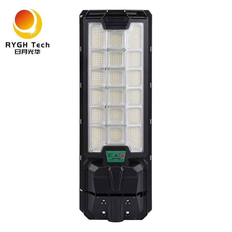 ไฟถนน LED พลังงานแสงอาทิตย์พร้อมเรดาร์เหนี่ยวนำ 18W พร้อมรีโมทคอนโทรล ไฟส่องสว่างกลางแจ้งสำหรับถนน ลานบ้าน ทางเท้า