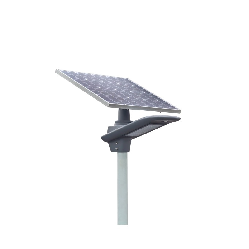 130-150LM / W ลูเมนสูง 60W DC 11.1V แบตเตอรี่สมาร์ทพลังงานแสงอาทิตย์ LED ไฟถนนสีเทาอ่อนที่อยู่อาศัยพร้อมรับประกัน 3 ปี