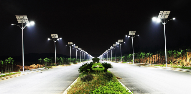แอพลิเคชันไฟถนน led พลังงานแสงอาทิตย์