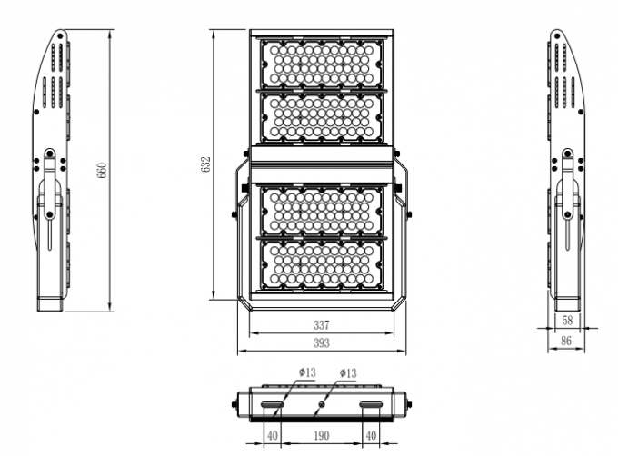 400w 480w นำแสงของสนามกีฬา